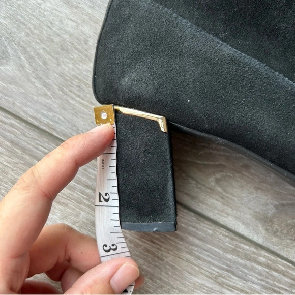 Cole Haan Laree Stretch Black Suede Sock Booties  with Gold Bar - Picture 16 of 16